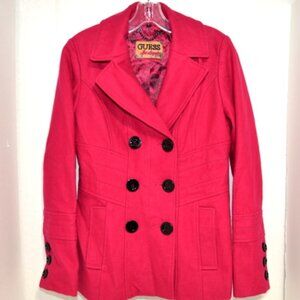 GUESS Los Angeles Wool Blend Jacket – Pink - Double-Breasted - Small